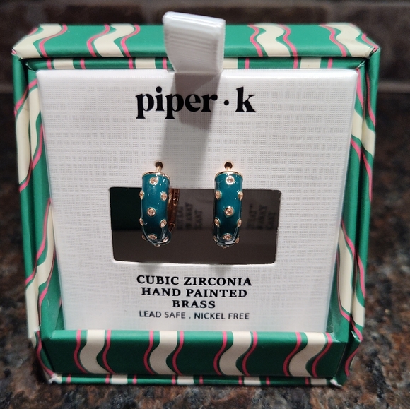 Piper K Jewelry - Piper K Green and Gold Accented Hoop Earrings